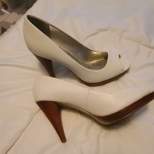 White open toe heels Size 9